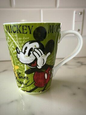 Disney Mickey Mouse No Finer Friend Mug Green Yellow Ceramic Coffee Cup